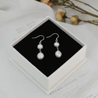 Freshwater Pearl Earrings, with Brass, fashion jewelry & for woman, white, 6-7mm,8-9mm,40mm, Sold By Pair