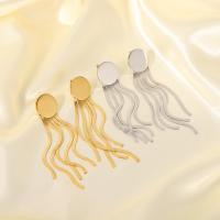 Fashion Fringe Earrings 304 Stainless Steel 18K gold plated fashion jewelry & for woman 93mm Sold By Pair