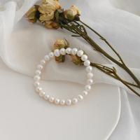 Braccialetto perla coltivata d'acqua dolce, perla d'acquadolce coltivata naturalmente, gioielli di moda & lunghezza differente per scelta & per la donna, bianco, 6-7mm, Venduto da PC