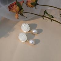 Серьги из жемчуга, Пресноводные жемчуги, ювелирные изделия моды & Женский, белый, 27mm, продается Пара