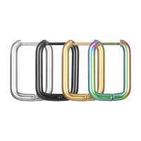 Stainless Steel Hoop Earring, 304 Stainless Steel, Rectangle, Vacuum Ion Plating, fashion jewelry & Unisex, more colors for choice, 14.50x20mm, Sold By Pair