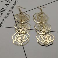 Zinc Alloy Drop Earring Rose plated fashion jewelry & for woman & hollow nickel lead & cadmium free 50-80mm Sold By Pair