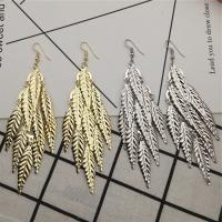 Zinc Alloy Drop Earring Leaf plated fashion jewelry & for woman nickel lead & cadmium free 50-80mm Sold By Pair