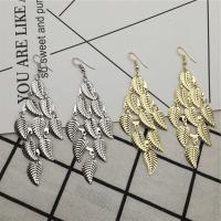 Tibetan Style Drop Earring, Leaf, plated, fashion jewelry & for woman, more colors for choice, nickel, lead & cadmium free, 50-80mm, Sold By Pair