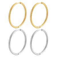 Stainless Steel Hoop Earring, 304 Stainless Steel, Donut, Vacuum Ion Plating, fashion jewelry & for woman, more colors for choice, 37x37mm, Sold By Pair