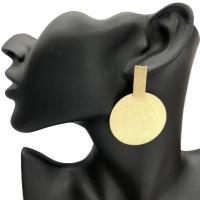 alliage de zinc Boucle d'oreille goutte, Plat rond, Placage de couleur d'or, bijoux de mode & pour femme & givré, protéger l'environnement, sans nickel, plomb et cadmium, 50-80mm, Vendu par paire