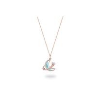 Cubic Zircon Micro Pave 925 Sterling Silver Necklace, with Lampwork, with 1.97inch extender chain, Moon and Star, plated, fashion jewelry & micro pave cubic zirconia & for woman, more colors for choice, nickel, lead & cadmium free, Length:Approx 15.74 Inch, Sold By PC