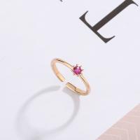 925 Sterling Silver Cuff Finger Ring rose gold color plated fashion jewelry & micro pave cubic zirconia & for woman nickel lead & cadmium free 1.5mm Sold By PC