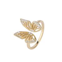 925 Sterling Silver Cuff Finger Ring Butterfly plated fashion jewelry & micro pave cubic zirconia & for woman nickel lead & cadmium free Sold By PC