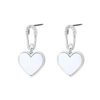 Cubic Zirconia Micro Pave Sterling Silver Earring 925 Sterling Silver Heart plated fashion jewelry & micro pave cubic zirconia & for woman nickel lead & cadmium free Sold By Pair