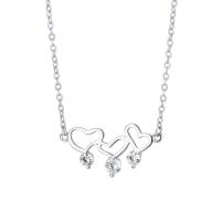 Cubic Zircon Micro Pave 925 Sterling Silver Necklace, with 1.18inch extender chain, Heart, fashion jewelry & micro pave cubic zirconia & for woman, nickel, lead & cadmium free, 12x15mm, Length:Approx 16.53 Inch, Sold By PC