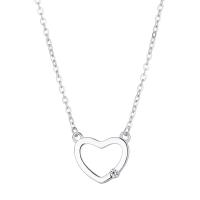 Cubic Zircon Micro Pave 925 Sterling Silver Necklace, with 1.18inch extender chain, Heart, fashion jewelry & micro pave cubic zirconia & for woman, nickel, lead & cadmium free, Length:Approx 16.53 Inch, Sold By PC