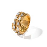 Zirkonia Edelstahl-Finger- Ring, 304 Edelstahl, 18K vergoldet, verschiedene Größen vorhanden & Micro pave Zirkonia & für Frau, goldfarben, 8.70mm, verkauft von PC