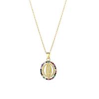 Stainless Steel Jewelry Necklace, 304 Stainless Steel, with 1.97inch extender chain, Vacuum Plating, fashion jewelry & micro pave cubic zirconia & for woman, golden, 25x15mm, Sold Per Approx 15.75 Inch Strand