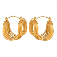 Boucle d'oreille Acier Titane, bijoux de mode & pour femme, plus de couleurs à choisir, 26x23mm, Vendu par paire