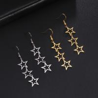 Stainless Steel Drop Earring, 304 Stainless Steel, Star, Vacuum Ion Plating, fashion jewelry & for woman, more colors for choice, 14.80x13.70mm, Sold By Pair