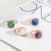 Cink Alloy Finger Ring, s Prirodni kamen, pozlaćen, modni nakit & različiti materijali za izbor & za žene, nikal, olovo i kadmij besplatno, Prodano By PC