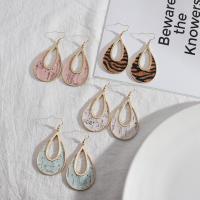 Zinc Alloy Drop Earrings with PU Leather plated fashion jewelry & for woman nickel lead & cadmium free Sold By Pair