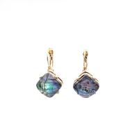 Tibetan Style Drop Earrings, with Abalone Shell, plated, fashion jewelry & for woman, nickel, lead & cadmium free, 35x15mm, Sold By Pair