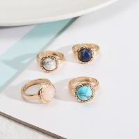 Cink Alloy Finger Ring, s Prirodni kamen, pozlaćen, modni nakit & različiti materijali za izbor & za žene, nikal, olovo i kadmij besplatno, Prodano By PC