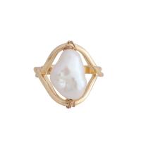 Cink Alloy Finger Ring, s Slatkovodni Pearl, pozlaćen, modni nakit & za žene, nikal, olovo i kadmij besplatno, Prodano By PC