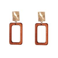 Tibetan Style Drop Earrings, with Wood, plated, fashion jewelry & for woman, nickel, lead & cadmium free, 61x25mm, Sold By Pair