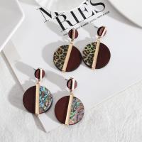 Zinc Alloy Drop Earrings with Abalone Shell & Wood fashion jewelry & for woman nickel lead & cadmium free Sold By Pair