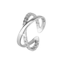 Sterling Silver Jewelry Finger Ring, 925 argento sterlina, placcato platino, regolabile & per la donna & cavo, 8mm, Venduto da PC