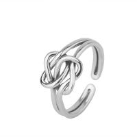 925 Sterling Silver Cuff Finger Ring, platinum plated, adjustable & for woman & hollow, 9mm, Sold By PC