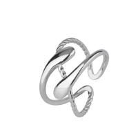 925 Sterling Silver Cuff Finger Ring, paplatinuota, reguliuojamas & moters & tuščiaviduris, 11mm, Pardavė PC