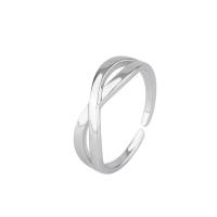 Solidny srebrny pierścień, 925 Srebro, Platerowane platyną, regulowany & dla kobiety & pusty, 5mm, sprzedane przez PC