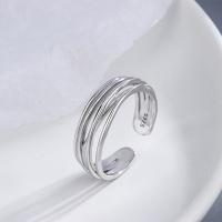925 Sterling Silver Cuff Finger Ring platinum plated adjustable & for woman & hollow Sold By PC