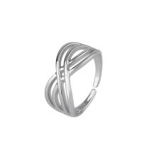 Cеребряное кольцо, 925 пробы, Геометрический узор, покрытый платиной, регулируемый & Женский & отверстие, 9mm, продается PC