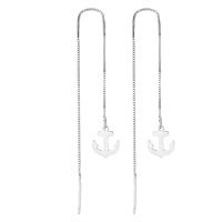 925 Sterling Silver Thread Through Earrings Anchor platinum plated fashion jewelry & for woman Sold By Pair