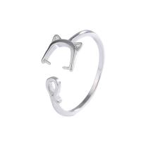 925 Sterling Silver Interchangeable Bead Ring Cat platinum plated DIY & adjustable Sold By PC