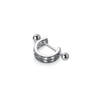 925 Sterling Silver Piercing Earring & for woman & with rhinestone & hollow 10mm Sold By PC