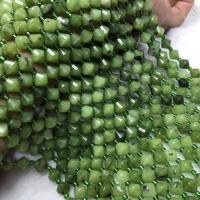Χάντρες Κοσμήματα πολύτιμος λίθος, Jasper Stone, Πιατάκι, γυαλισμένο, DIY, πράσινο της ελιάς, 8x8mm, Sold Per Περίπου 38-40 cm Strand