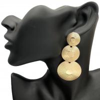 alliage de zinc Boucle d'oreille goutte, Plat rond, Placage de couleur d'or, bijoux de mode & pour femme, protéger l'environnement, sans nickel, plomb et cadmium, 50-80mm, Vendu par paire