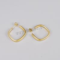 Roestvrij staal Stud Earrings, 304 roestvrij staal, Plein, mode sieraden & voor vrouw, gouden, 25.25mm, Verkocht door pair