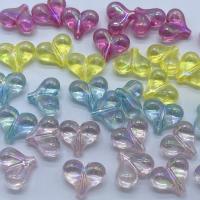 Perles acryliques transparentes, Acrylique, coeur, Placage coloré, DIY, plus de couleurs à choisir, 15x12mm, Environ 950PC/sac, Vendu par sac