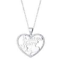Cubic Zircon Micro Pave 925 Sterling Silver Necklace, with 1.18inch extender chain, Heart, fashion jewelry & different styles for choice & micro pave cubic zirconia & for woman, nickel, lead & cadmium free, Length:Approx 16.53 Inch, Sold By PC