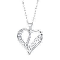 Cubic Zircon Micro Pave 925 Sterling Silver Necklace, with 1.18inch extender chain, Heart, fashion jewelry & different styles for choice & micro pave cubic zirconia & for woman, nickel, lead & cadmium free, 24x24mm, Length:Approx 16.53 Inch, Sold By PC