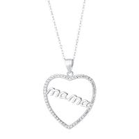 Cubic Zircon Micro Pave 925 Sterling Silver Necklace, with 1.18inch extender chain, Heart, fashion jewelry & different styles for choice & micro pave cubic zirconia & for woman, nickel, lead & cadmium free, 23.5x25.5mm, Length:Approx 16.53 Inch, Sold By PC