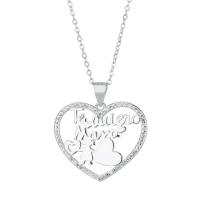 Cubic Zircon Micro Pave 925 Sterling Silver Necklace, with 1.18inch extender chain, Heart, fashion jewelry & different styles for choice & micro pave cubic zirconia & for woman, nickel, lead & cadmium free, 24.5x21mm, Length:Approx 16.53 Inch, Sold By PC