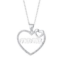 Cubic Zircon Micro Pave 925 Sterling Silver Necklace, with 1.18inch extender chain, Heart, fashion jewelry & different styles for choice & micro pave cubic zirconia & for woman, nickel, lead & cadmium free, 24.5x22mm, Length:Approx 16.53 Inch, Sold By PC