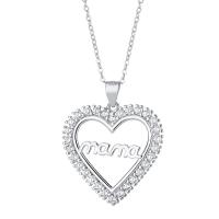 Cubic Zircon Micro Pave 925 Sterling Silver Necklace, with 1.18inch extender chain, Heart, fashion jewelry & different styles for choice & micro pave cubic zirconia & for woman, nickel, lead & cadmium free, 24x24mm, Length:Approx 16.53 Inch, Sold By PC