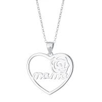 Cubic Zircon Micro Pave 925 Sterling Silver Necklace, with 1.18inch extender chain, Heart, fashion jewelry & different styles for choice & micro pave cubic zirconia & for woman, nickel, lead & cadmium free, 24x21mm, Length:Approx 16.53 Inch, Sold By PC