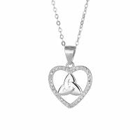 Cubic Zircon Micro Pave 925 Sterling Silver Necklace, with 1.18inch extender chain, Heart, fashion jewelry & different styles for choice & micro pave cubic zirconia & for woman, nickel, lead & cadmium free, 14.8x20.5mm, Length:Approx 16.53 Inch, Sold By PC