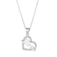 Cubic Zircon Micro Pave 925 Sterling Silver Necklace, with 1.18inch extender chain, Heart, fashion jewelry & different styles for choice & micro pave cubic zirconia & for woman, nickel, lead & cadmium free, 15x17mm, Length:Approx 16.53 Inch, Sold By PC