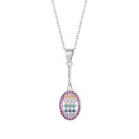 Cubic Zircon Micro Pave 925 Sterling Silver Necklace with 1.18inch extender chain fashion jewelry & micro pave cubic zirconia & for woman nickel lead & cadmium free Length Approx 16.53 Inch Sold By PC
